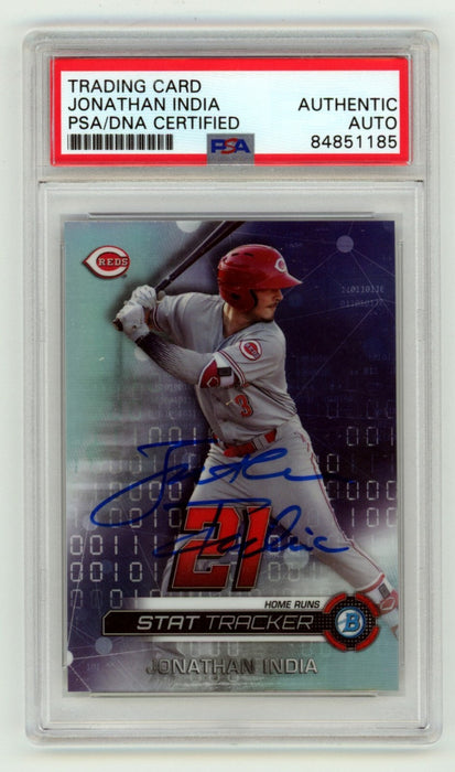 Jonathan India 2019 Bowman Chrome Stat Tracker #ST-JI Ref RC Signed PSA Auto