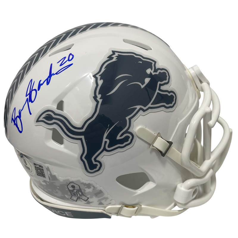 Barry Sanders Signed Detroit Lions Salute Mini Helmet Beckett Witness BAS COA