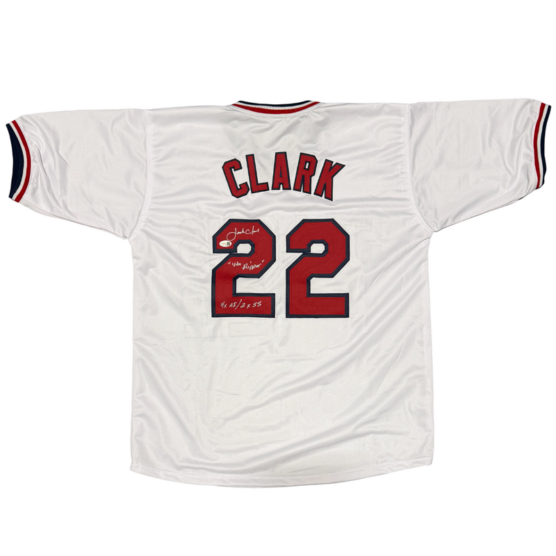 Jack Clark Signed St. Louis Cardinals Custom Jersey w/ 3 Insc. JSA Wit. COA