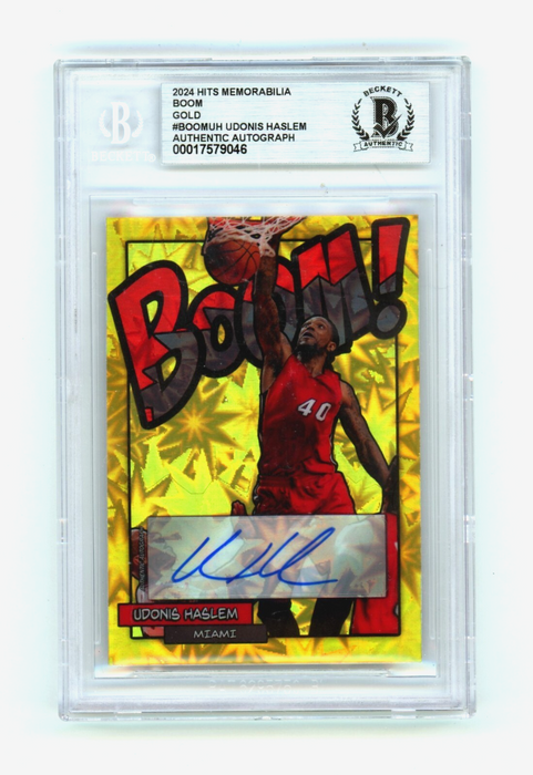 Udonis Haslem 2024 Hits Memorabilia BOOM Gold /10 Signed BGS BAS Auto Miami Heat