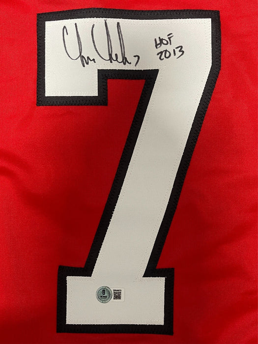 Chris Chelios Signed Chicago Custom Jersey w/ HOF 2013 Beckett Witness BAS COA