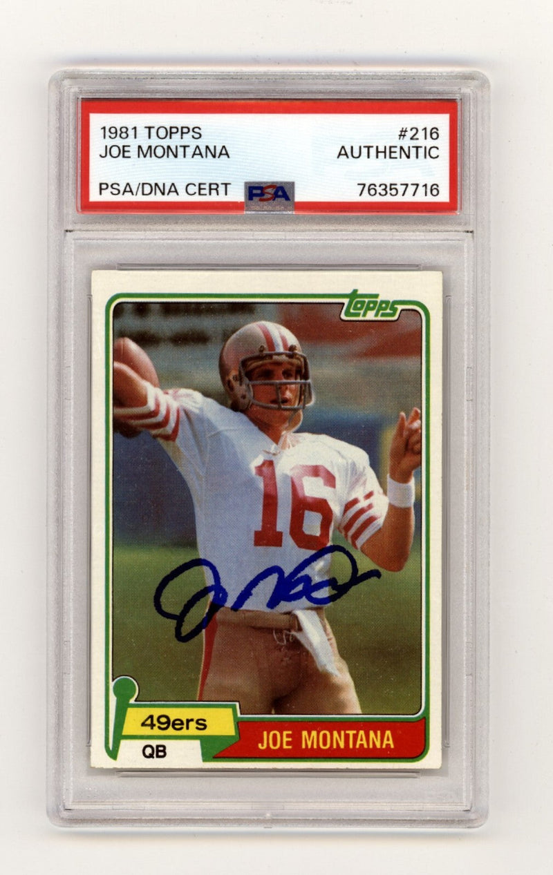 Joe Montana 1981 Topps 216 Rookie Card PSA DNA Authentic Signed Auto HOF 49ers B