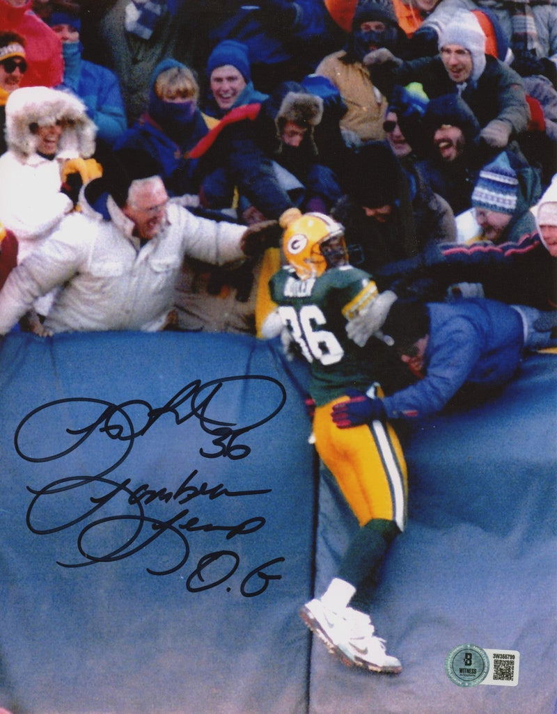 LeRoy Butler Signed Packers 8x10 Photo w/ Lambeau Leap OG Beckett Wit BAS COA
