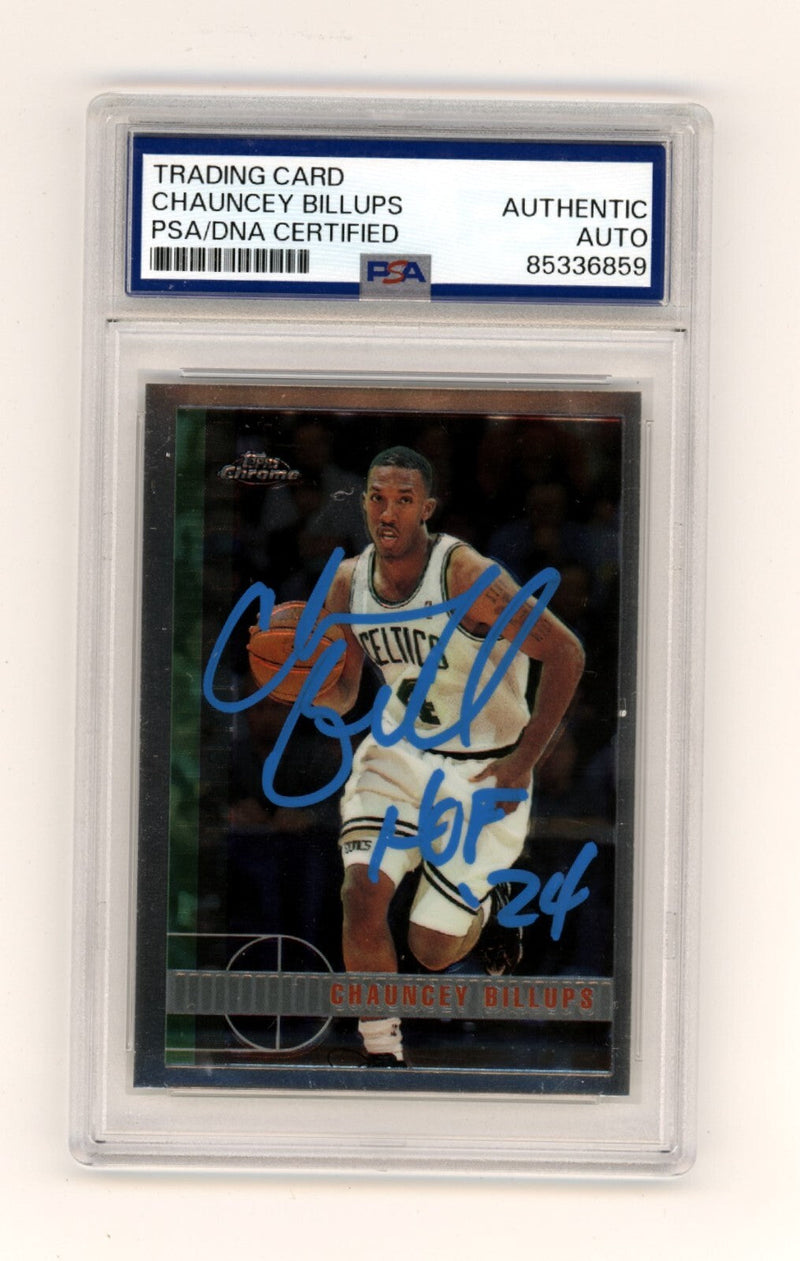 Chauncey Billups 1997-98  Topps Chrome #181 Signed Rookie RC w/ HOF 24 PSA Auto