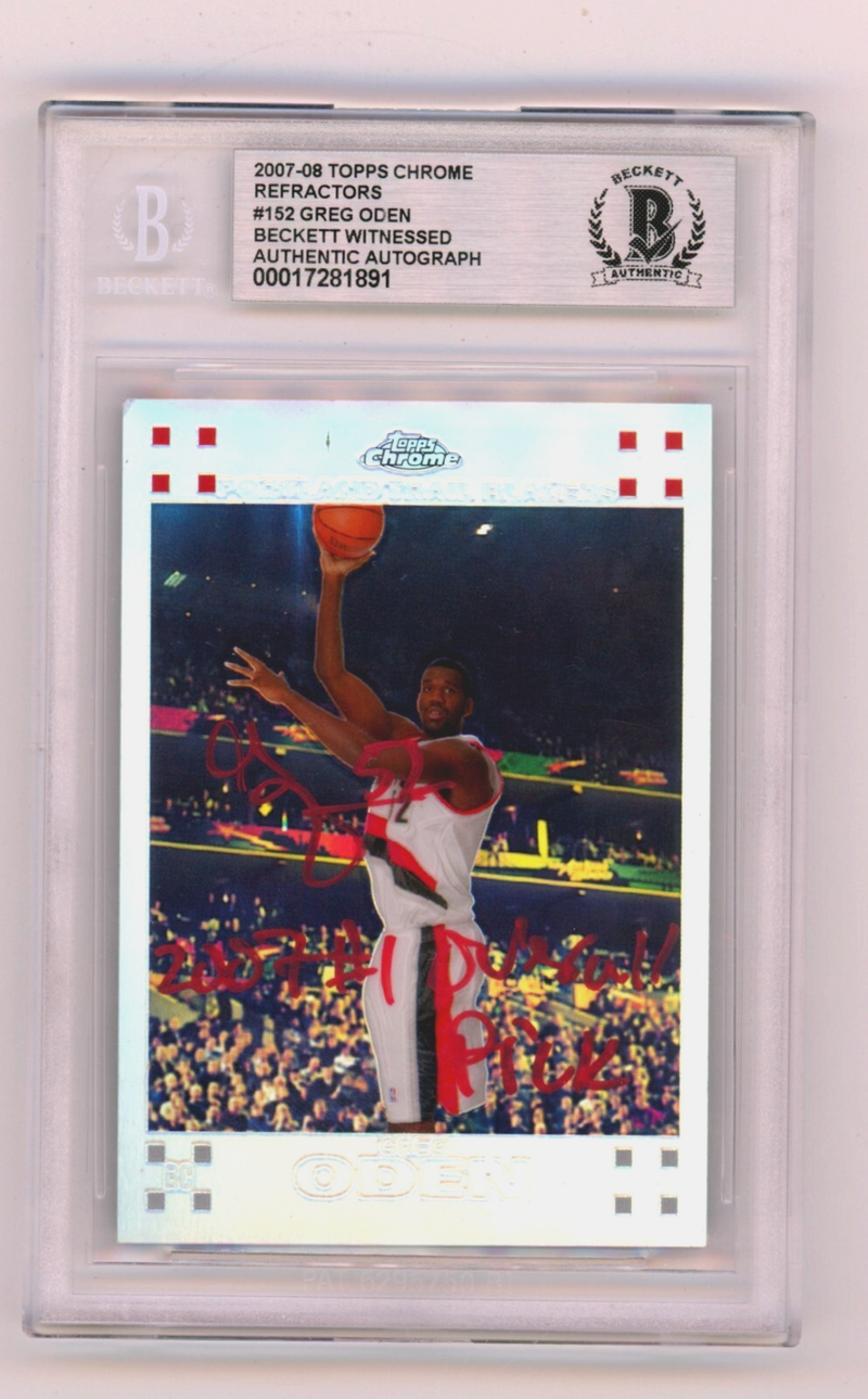 Greg Oden 2007-08 Topps Chrome Refractor #/1499 RC Signed w #1 Pick BGS BAS Auto