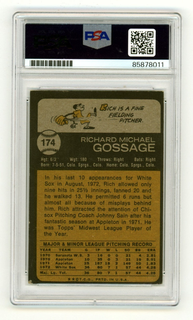Rich Goose Gossage 1973 Topps #174 Signed RC RARE HOF F'n Time Ins PSA 10 Auto