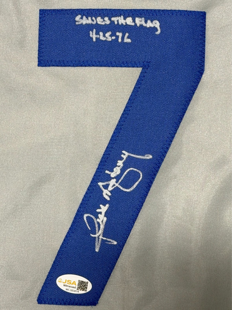 Rick Monday Signed Chicago Cubs Custom Jersey w/ Save The Flag 4/25/76 JSA W COA