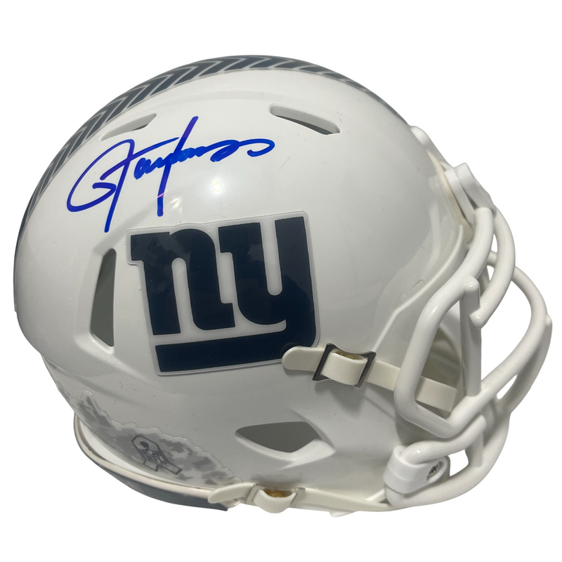 Lawrence Taylor Signed NY Giants Salute 24 Mini Helmet Beckett Witness BAS COA