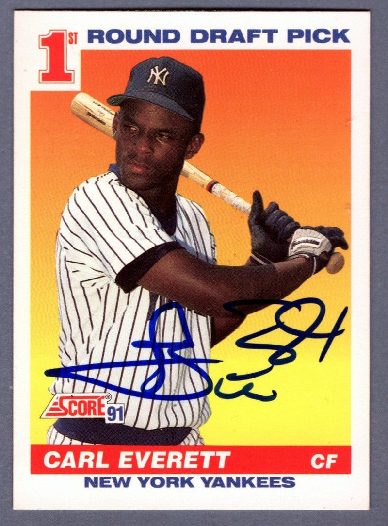 Carl Everett Signed Autographed 1991 Score #386 Rookie RC LSCM COA NY Yankees