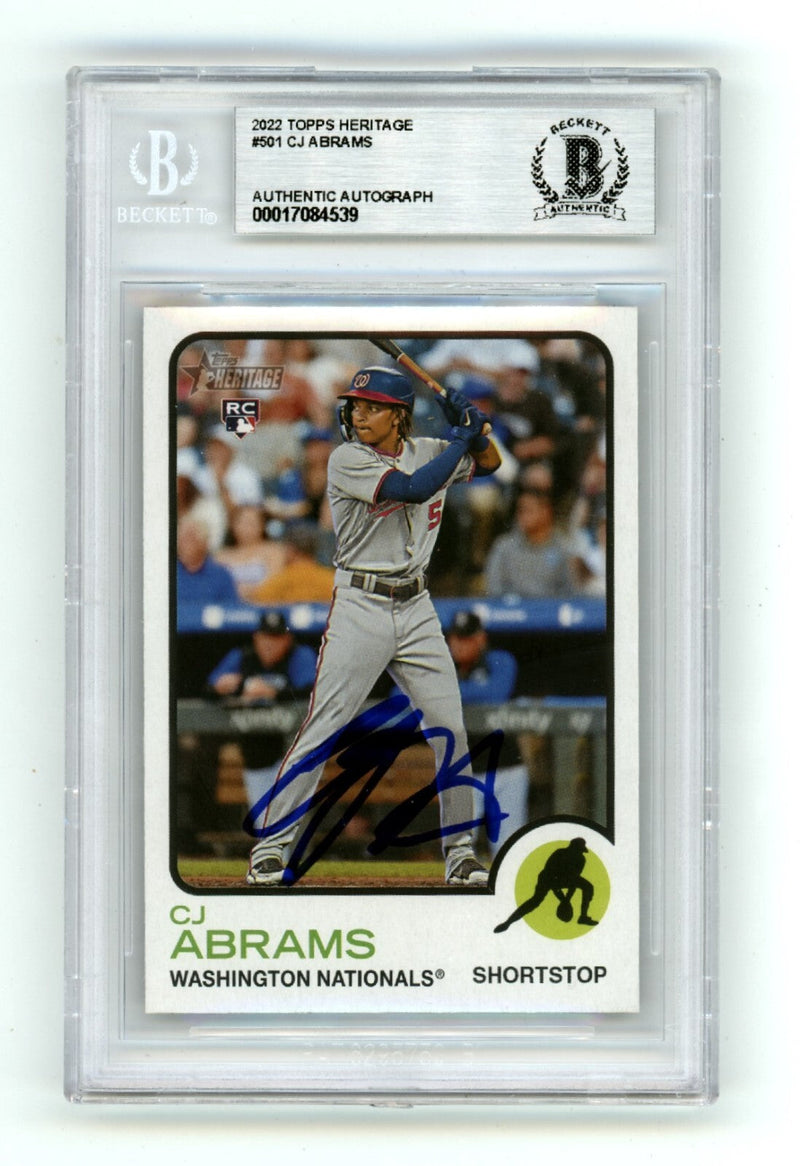 CJ Abrams 2022 Topps Heritage #501 Rookie RC Signed Beckett BAS BGS Auth Auto