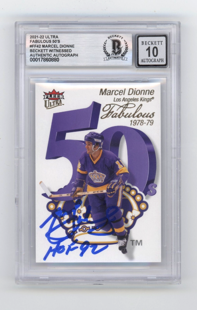 Marcel Dionne 2021-22 Fleer Ultra Fabulous 50s Signed HOF 92 Beckett BGS 10 Auto