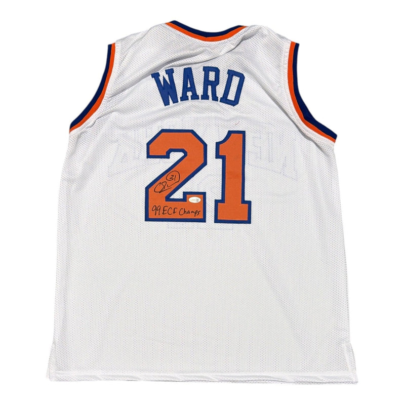 Charlie Ward Signed New York Knicks Custom Jersey w/ 99 ECF Champs JSA Wit COA