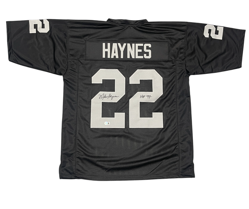 Mike Haynes Signed Raiders Custom Jersey w/ HOF 97 Beckett Witness BAS COA