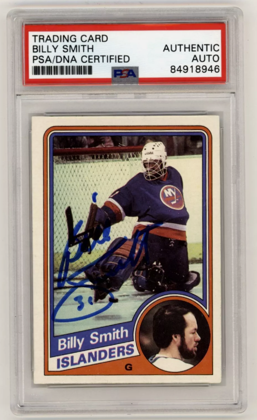 Billy Smith 1984-85 Topps #101 Signed PSA Authentic Auto Blue Islanders HOF