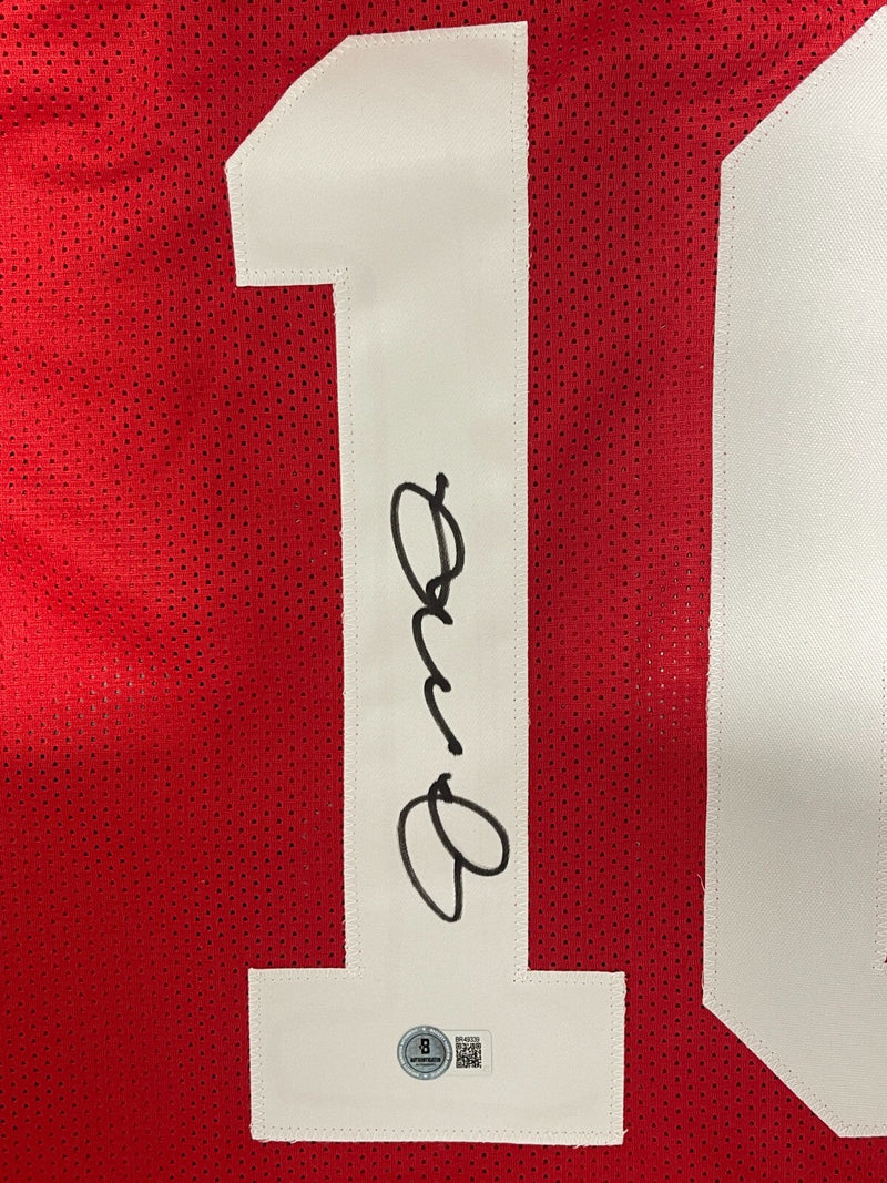 Joe Montana Signed San Francisco 49ers Custom Red Jersey Beckett BAS COA