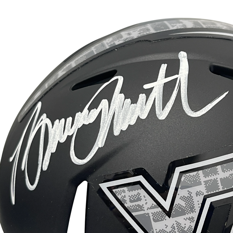 Bruce Smith Signed Virginia Tech Black Mini Helmet Beckett Witness BAS COA