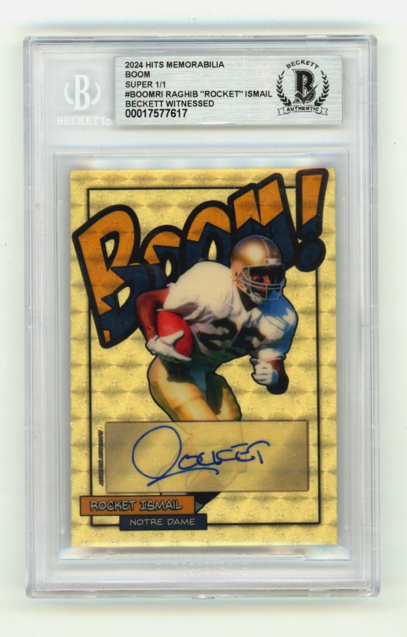 Rocket Ismail 2024 Hits Memorabilia BOOM Super 1/1 Signed BGS Auto Notre Dame