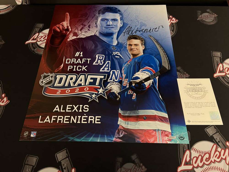 Alexis Lafreniere Signed 20x24 Photo Draft Day Upper Deck UDA COA NY Rangers