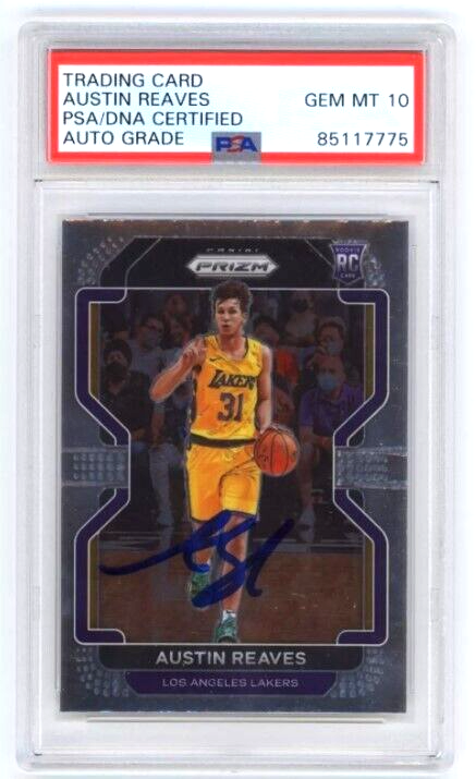 Austin Reaves 2021-22 Panini Prizm #165 Rookie RC Signed 10 Auto PSA DNA Lakers