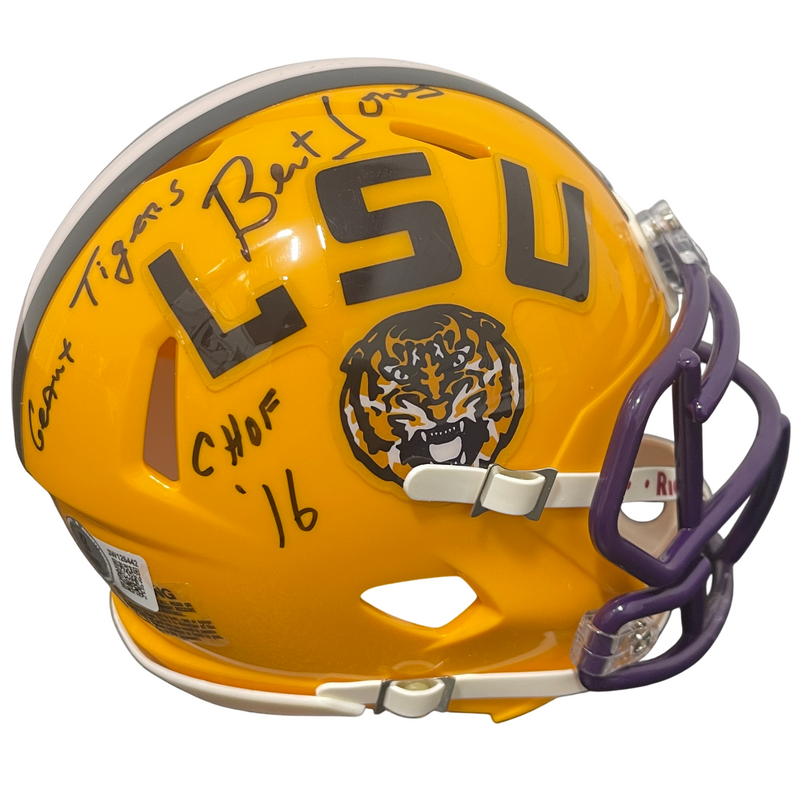 Bert Jones Signed LSU Speed Mini Helmet w Geaux Tigers CHOF 16 Beckett W BAS COA