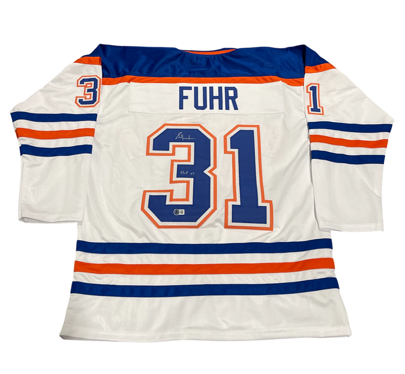 Grant Fuhr Signed Edmonton Oilers Custom Jersey w/ HOF 03 Beckett W BAS COA