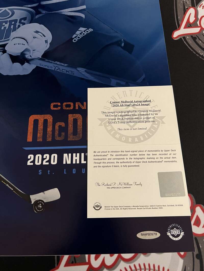 Connor McDavid Signed 20x24 Photo 2020 All-Star Upper Deck UDA COA Oilers
