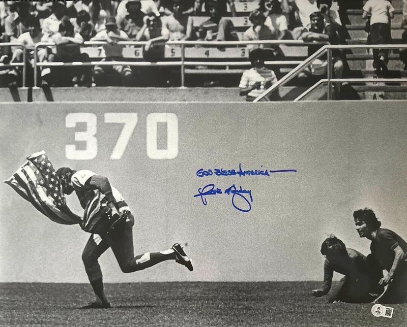 Rick Monday Signed 16x20 Flag Photo w/ God Bless America Beckett Witness BAS COA