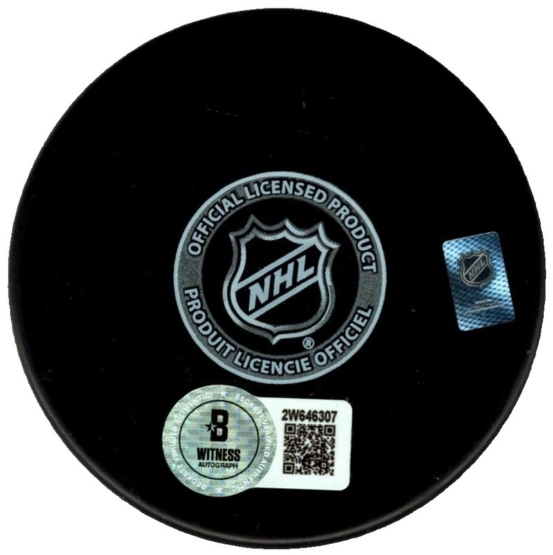 Adam Oates Signed Boston Bruins Puck w/ 3 Insc Beckett Witness BAS COA
