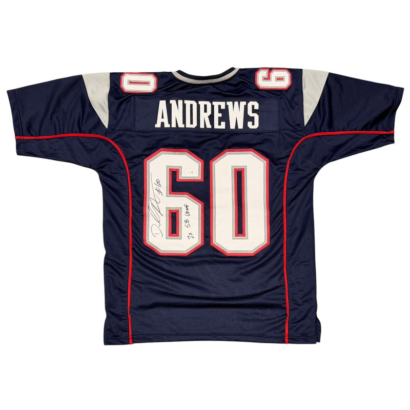 David Andrews Signed Patriots Custom Jersey w/ 2x SB Champ JSA Witness COA