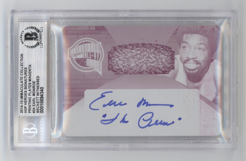 Earl Monroe 2013-14 Immaculate Printing Plate #1/1 Signed w/ The Pearl BAS Auto