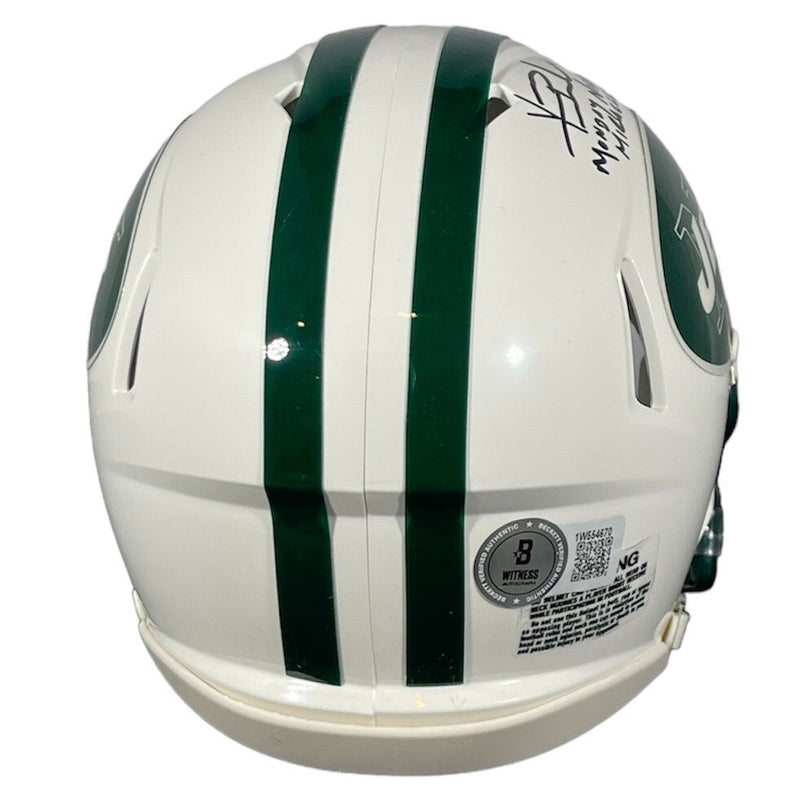 Vinny Testaverde Signed Jets TB 98-18 Mini Helmet w/ Ins Beckett Witness BAS COA