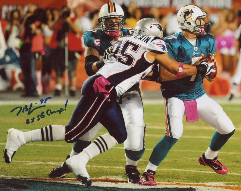 Tully Banta-Cain Signed Patriots 8x10 Photo w/ 2x SB Champ LSCM COA #2