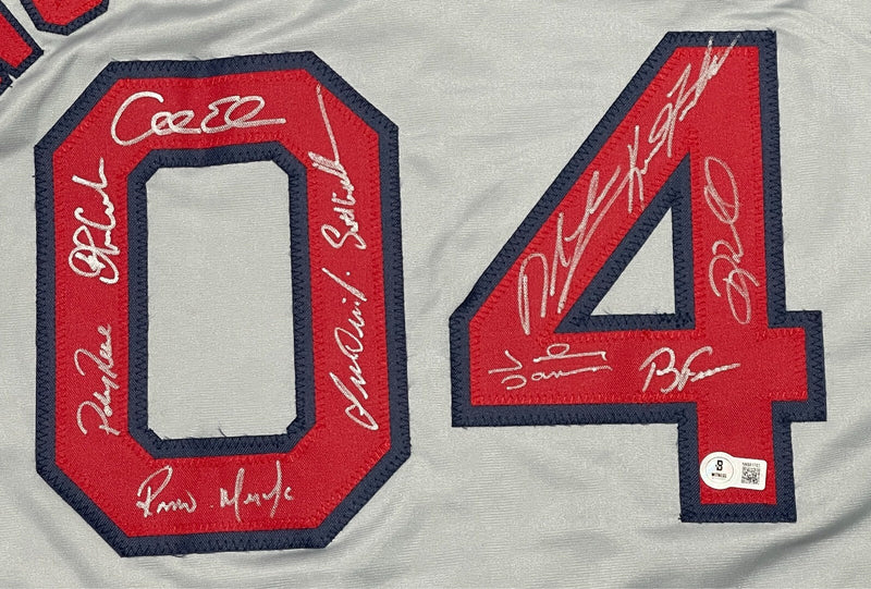 2004 Boston Red Sox Team Signed Custom Jersey w/ 11 Sigs Beckett BAS Wit COA