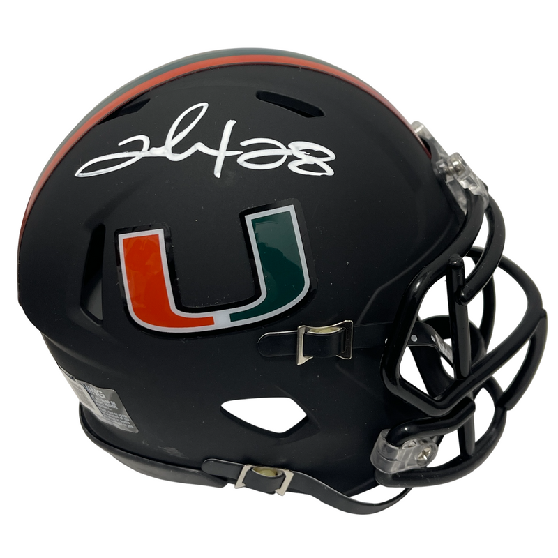 Clinton Portis Signed Auto Miami Black Mini Helmet Beckett Witness BAS COA