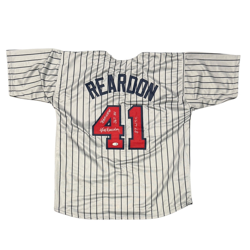 Jeff Reardon Signed Minnesota Twins Custom Jersey w/ 3 Insc JSA Witness COA