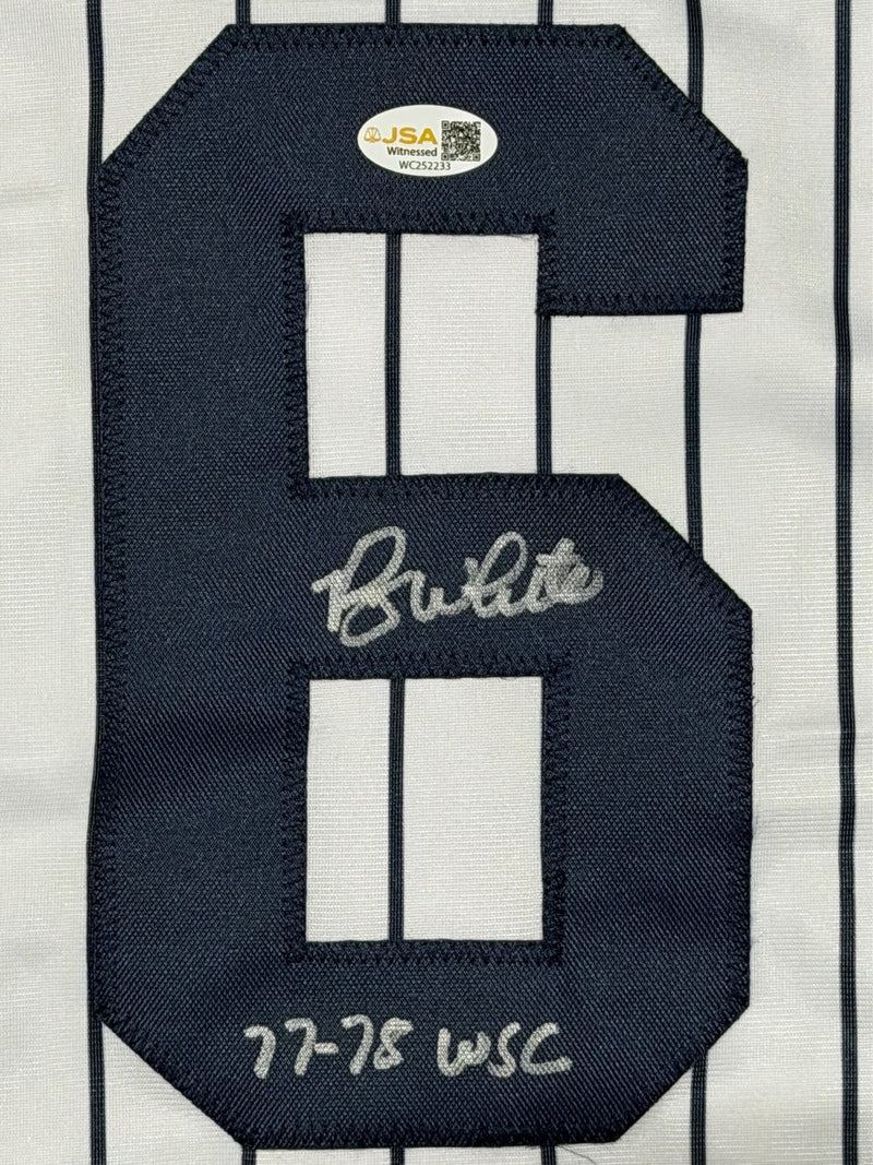 Roy White Signed New York  Yankees Custom Jersey w/ 77-78 WSC JSA Witness COA