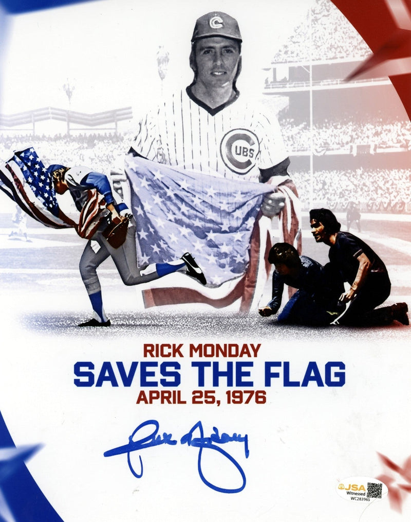 Rick Monday Signed Cubs LE 8x10 Photo Saves The Flag JSA Witness COA #2