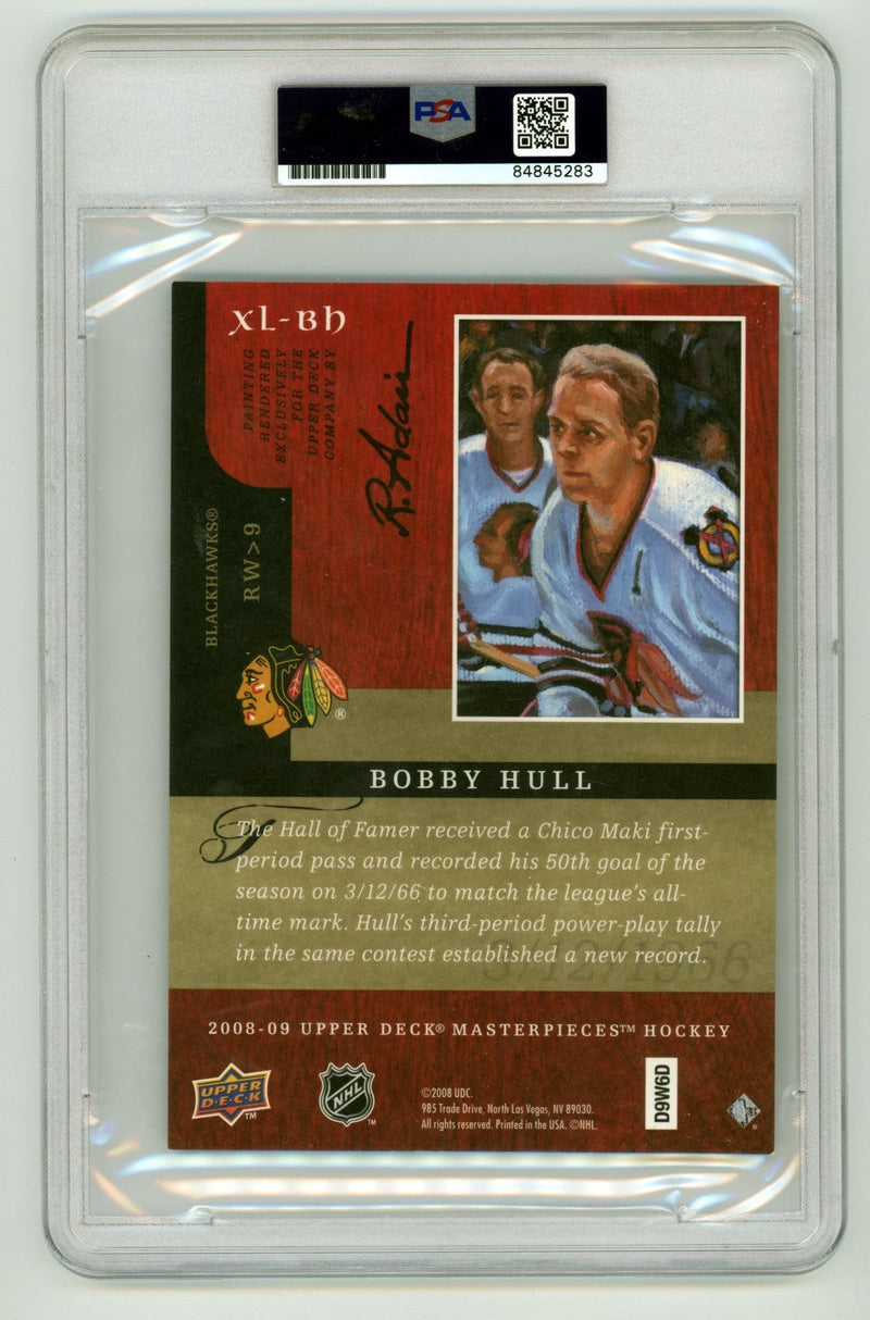 Bobby Hull Signed 2008-09 UD Masterpieces Jumbo Card w/ 2 Insc. PSA Auto