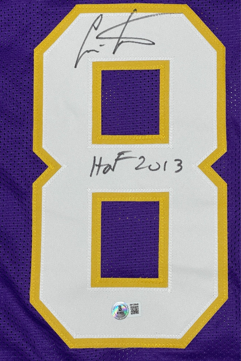 Cris Carter Signed Vikings Custom Jersey w/ HOF 2013 Beckett Witness BAS COA