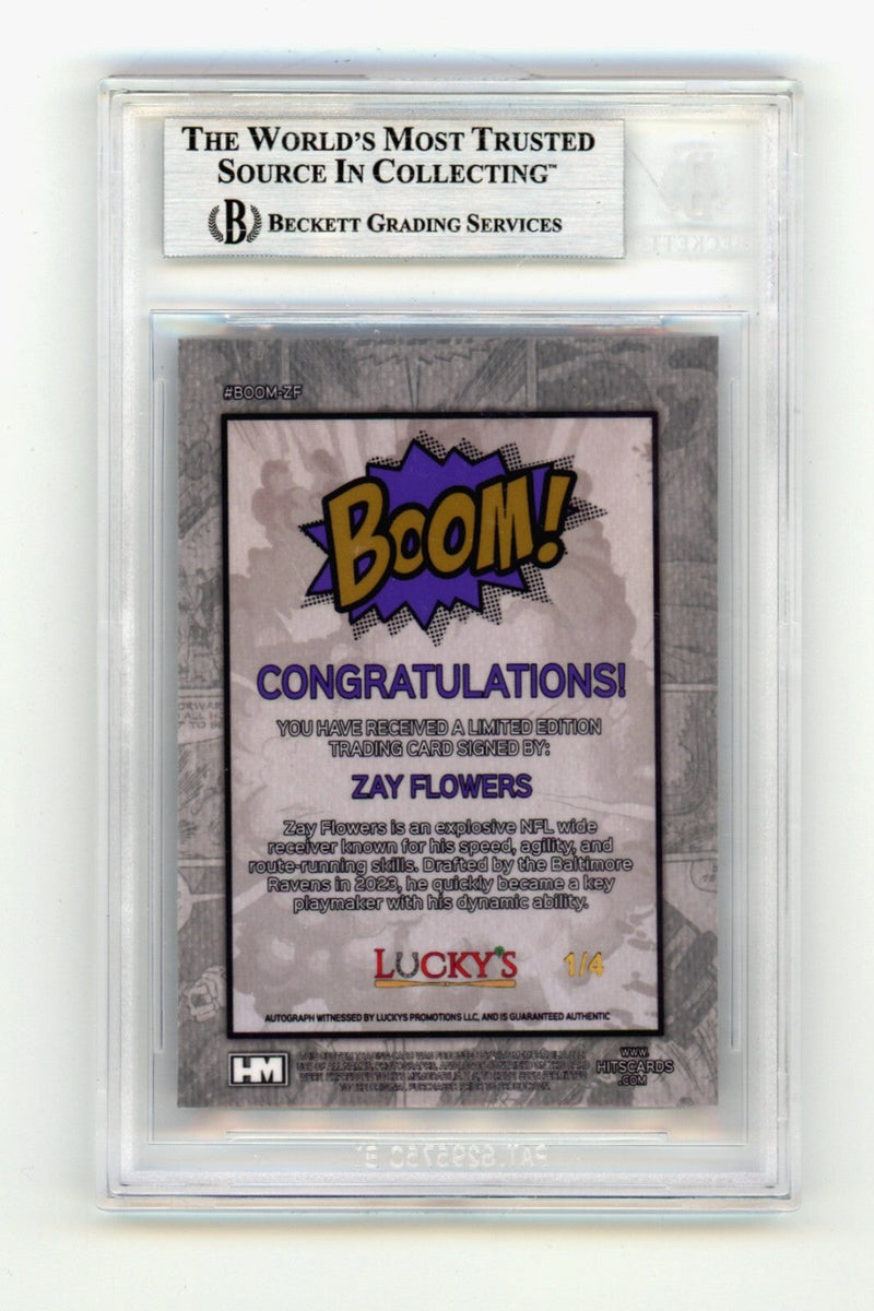 Zay Flowers 2024 Hits Memorabilia BOOM Purple /4 Signed BGS BAS Auto Ravens