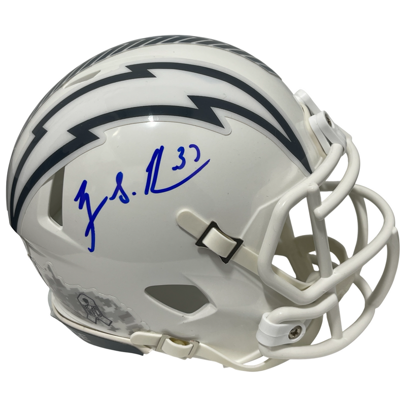 Rodney Harrison Signed Chargers Salute 24 Mini Helmet Beckett Witness BAS COA