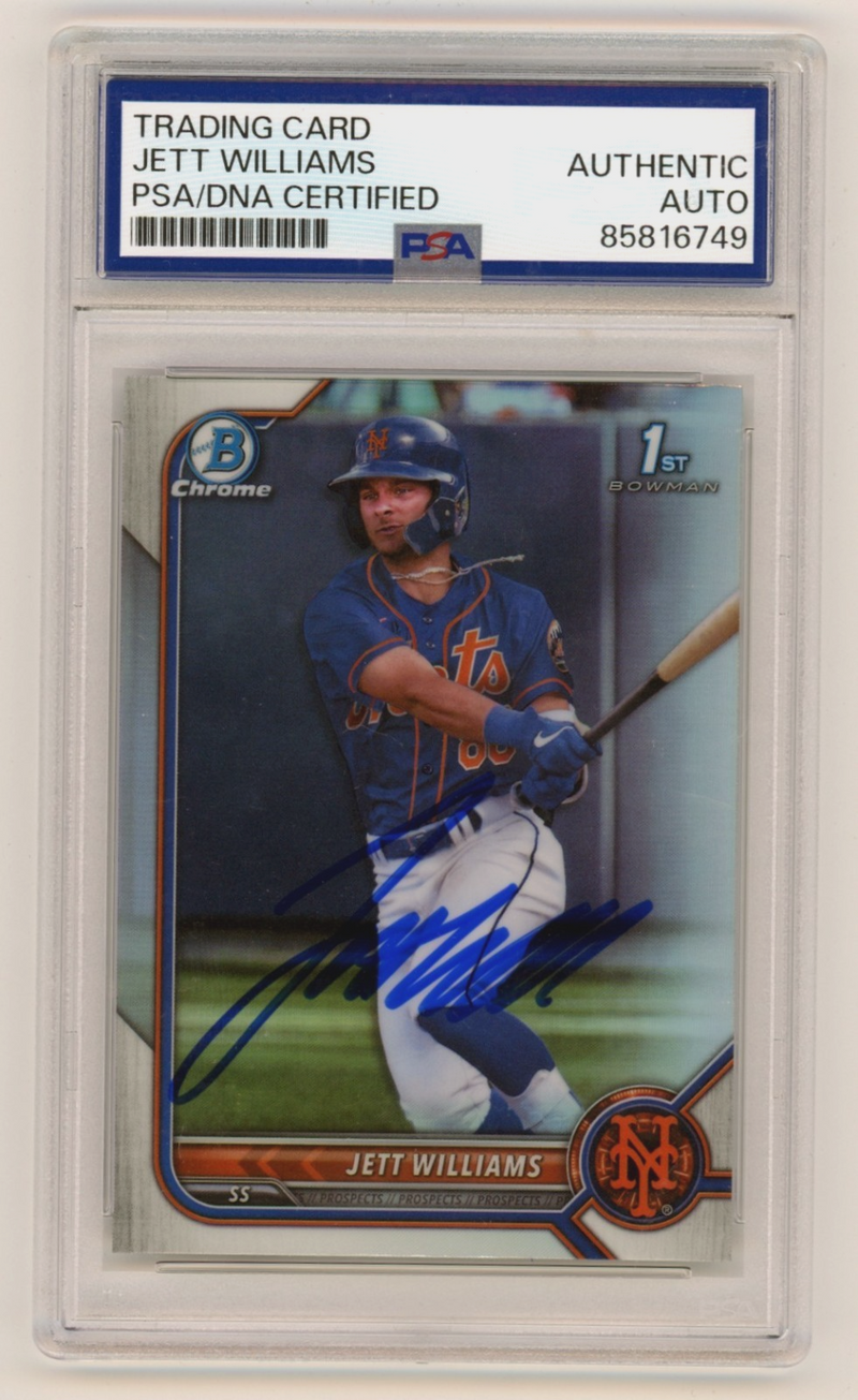 Jett Williams 2022 Bowman Chrome 1st Refractor Signed Auto RC PSA Authentic Auto