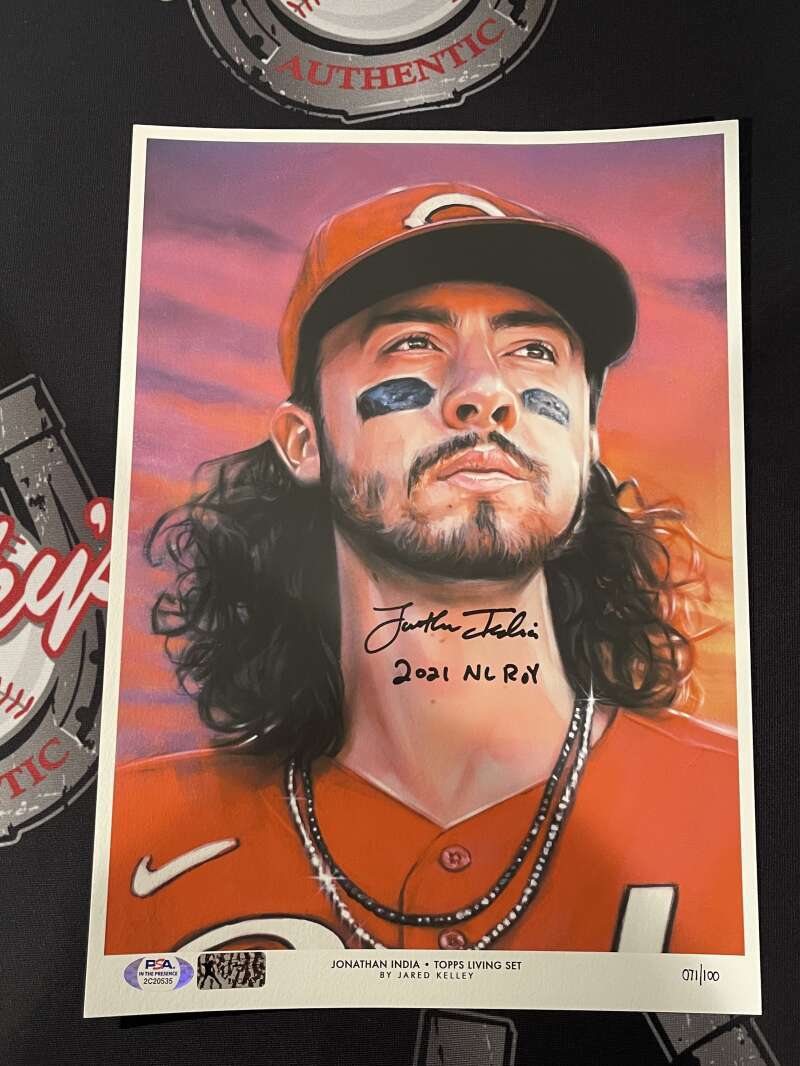 Jonathan India Signed Auto 10x14 Topps Living Art Print LE /100 PSA ITP COA ROY