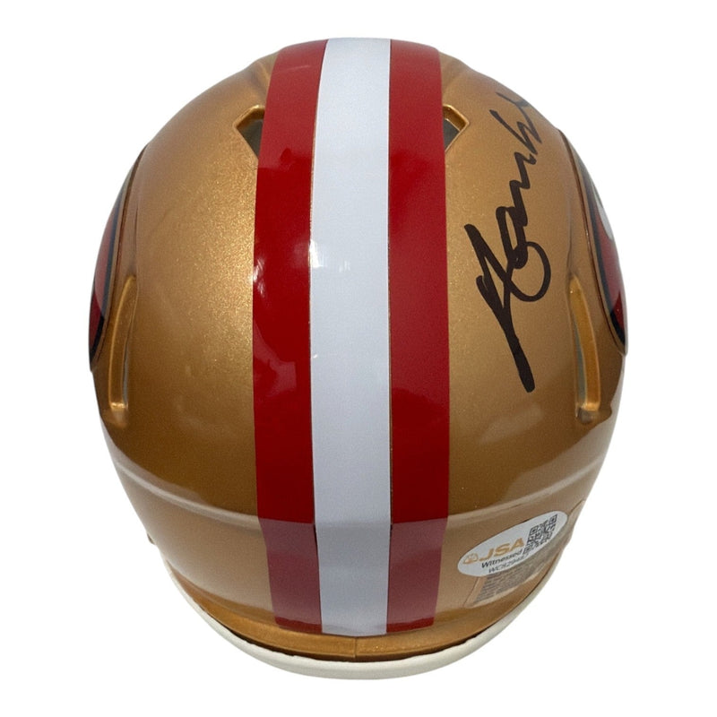 Merton Hanks Signed Autographed San Francisco 49ers TB Mini Helmet JSA Wit. COA