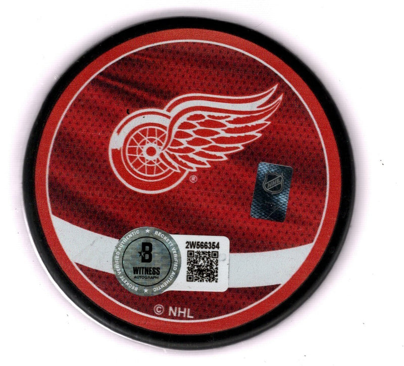 Marcel Dionne Signed Detroit Red Wings Reverse Retro Puck HOF 92 Beckett BAS COA