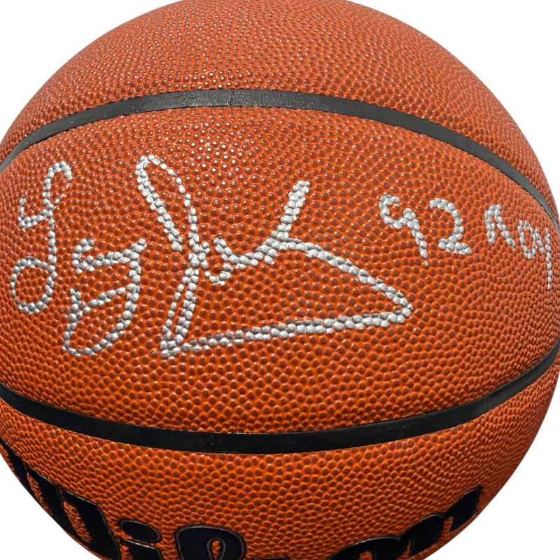 Larry Johnson Signed Autographed Wilson NBA Basketball w/ 92 ROY JSA Witness COA