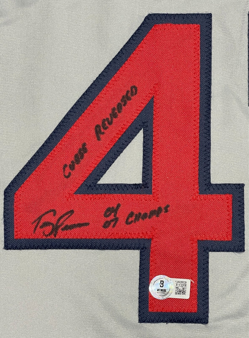 Terry Francona Signed Boston Red Sox Custom Jersey w/ WS + Curse Beckett BAS COA