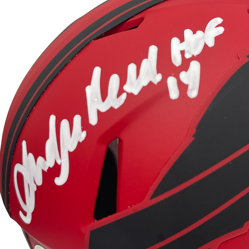 Andre Reed Signed Bills Rave Mini Helmet w/ HOF 14 Beckett Witness BAS COA