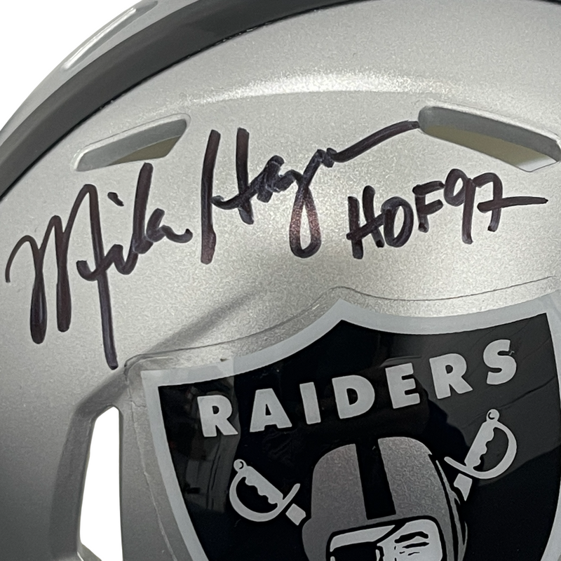 Mike Haynes Signed Raiders Speed Mini Helmet w/ HOF 97 Beckett Witness BAS COA