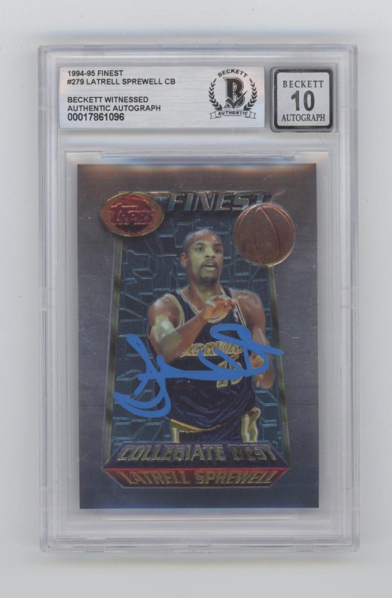 Latrell Sprewell 1994-95 Topps Finest #279 CB Signed Beckett BGS 10 Auto